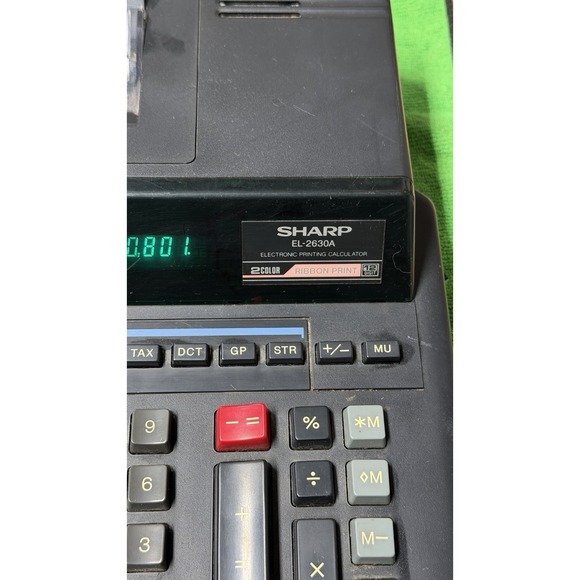 Sharp EL-2630A Printing Calculator 12 Digit 2-Color Ribbon Tested Working - Picture 4 of 12